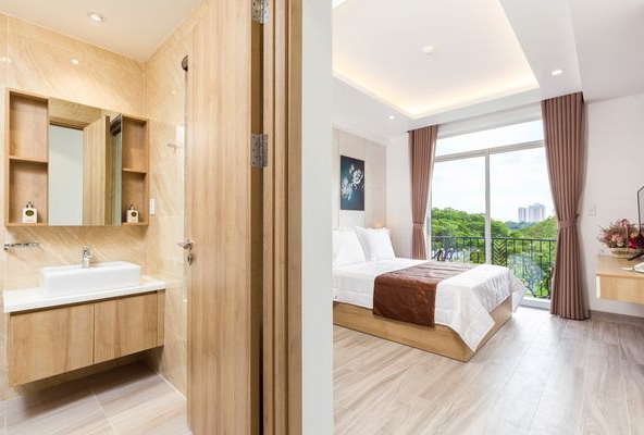 Cho thuê căn hộ dịch vụ Quận 7 mới đẹp, đầy đủ tiện nghi cao cấp - Beautiful Studio for rent in Phu My Hung with balcony & green view